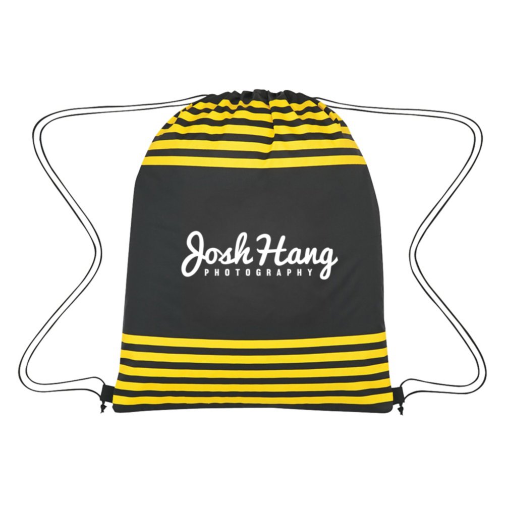 View larger image of Add Your Logo: Striped Drawstring Backpack